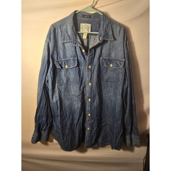 Mens Jean Denim Shirt Long Sleeve Size XXL 2XL 2X Classic Fit St Johns Bay - Picture 1 of 2